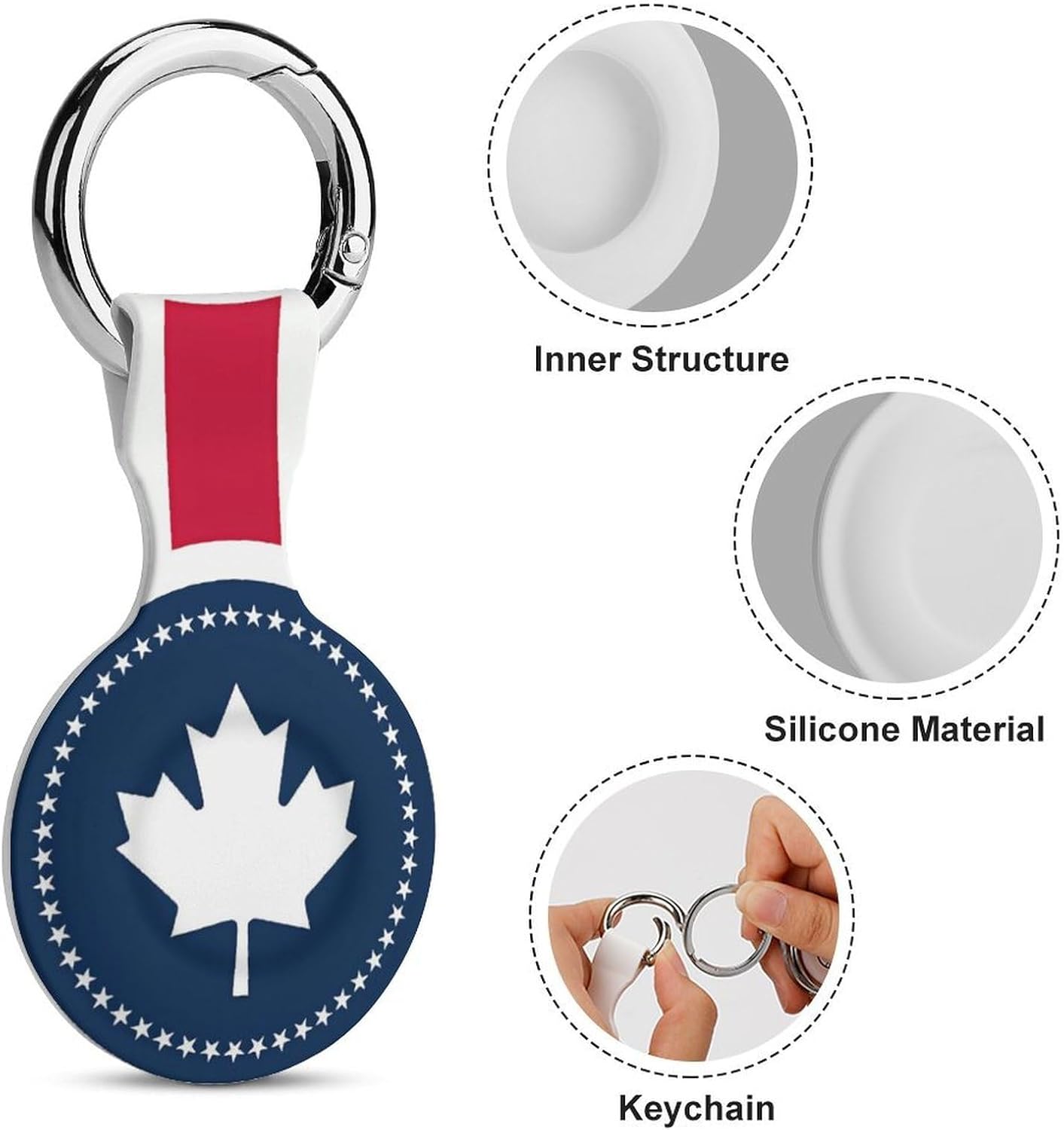 U.S. UK and Canada Flag Funny Cover Compatible with AirTag Case Protector GPS Tracker Holder with Keychain