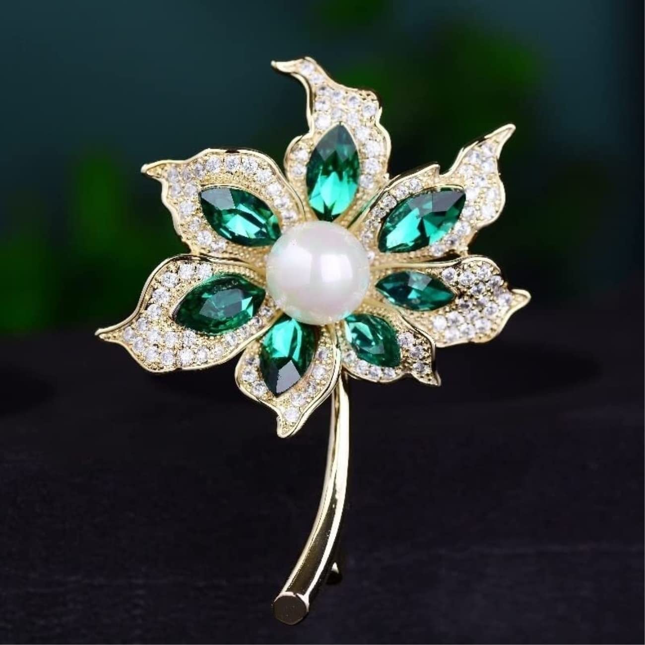 Broche Pin Elegante Broche De Hoja Cristal Imitación para Hombres Y Mujeres, Accesorios, Decoraciones Tela Mujer