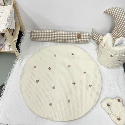 Miniatura 13 de Tapete de juego bordado de ardilla para bebé, tapete de algodón de 33.5 pulgadas, desmontable y lavable, tapete suave para decoración de habitación