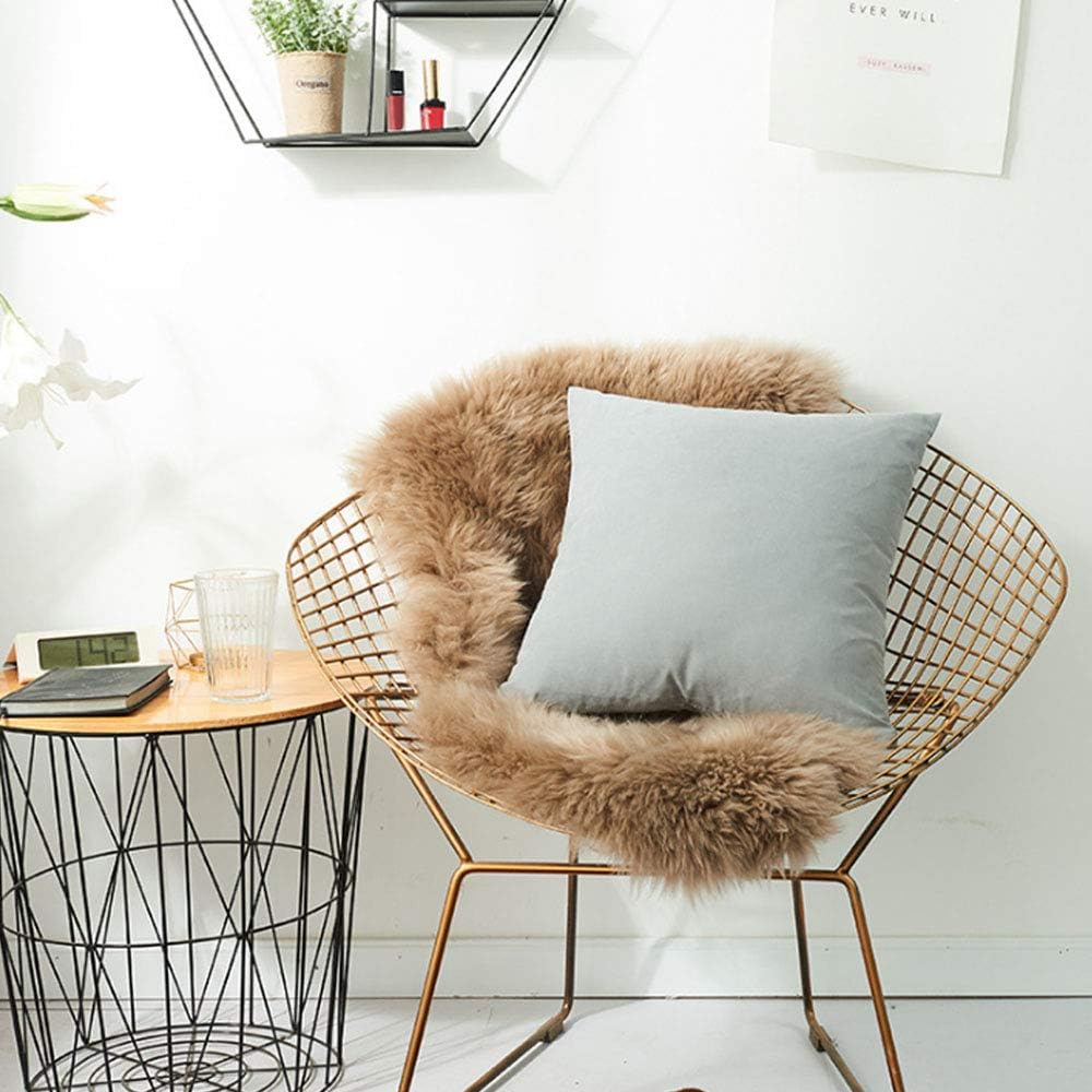 WEMEON Velvet Throw Pillow Covers Cushion Cases 24x24in Set of 4,Solid Color Pillows Soft Decorative Square Couch Pillow Covers,Mix and Match Home Decor for Sofa Bedroom Car Couch (Neutral)