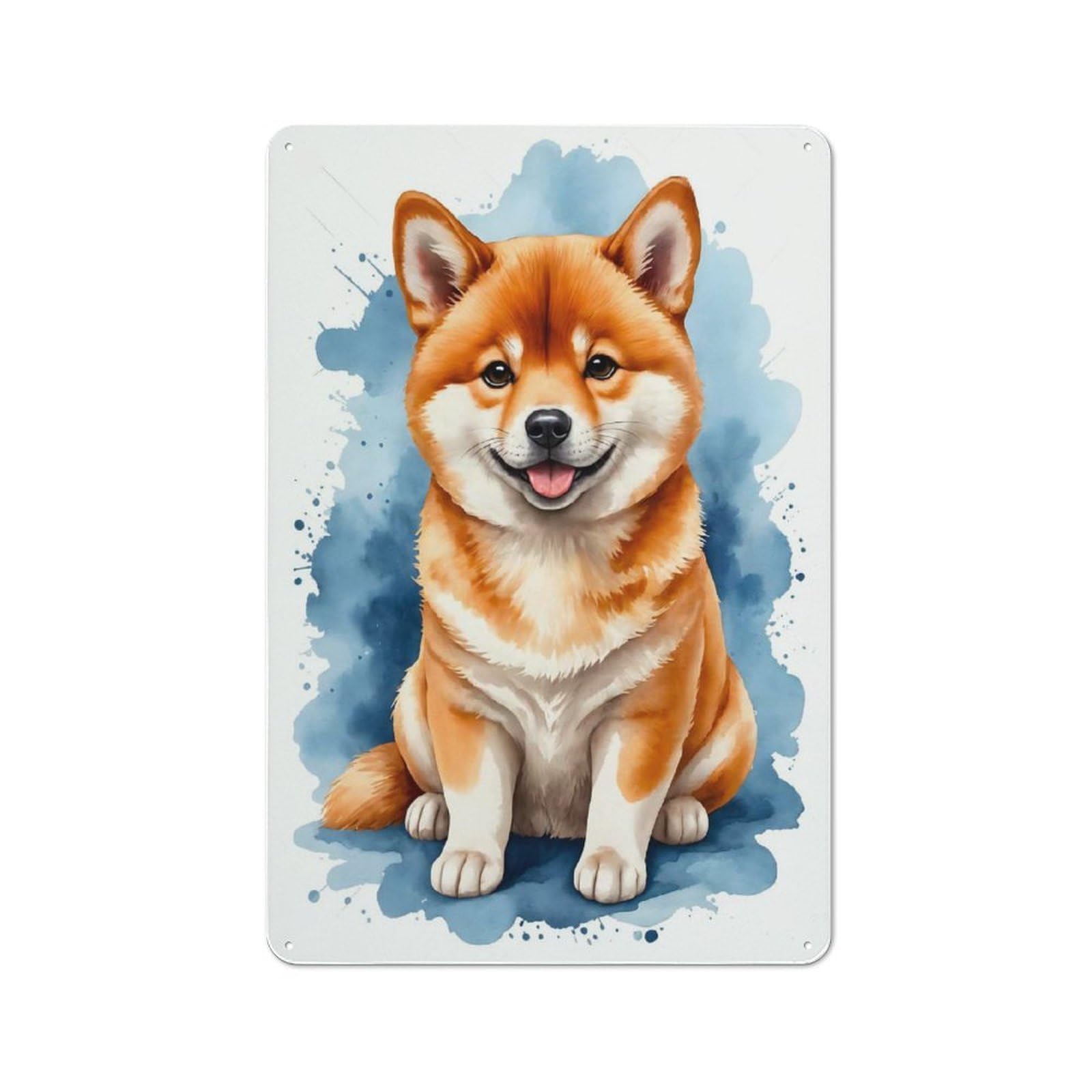 Workshop Style Garage Metal Sign 30x20cm Featuring Shiba Inu Puppy, Industrial Wall Art for Garage, Hobby Room, Office Or Man Cave
