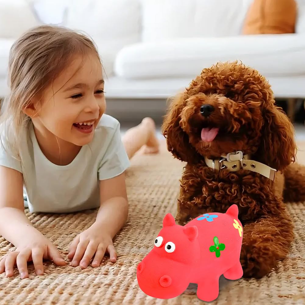 Fadcaer 2 Pcs Squeaky Dog Toys,Latex Puppy Toy with Squeaker for Small Dogs puppy Durable Natural Latex Dog Squeaky Toy Puppy Chew Toy Interactive Dog Toys for Playing Training,Teething (Pink&Red) - Image 4