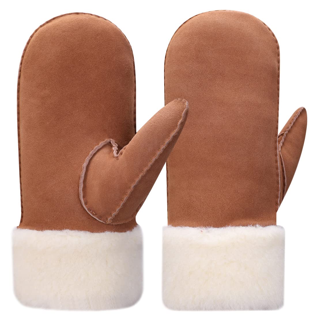 Harssidanzar Guanti del guanto delle Donne,Shearling della pelle di pecora riscaldato caldo del polsino del pelo per inverno freddo KL024EU
