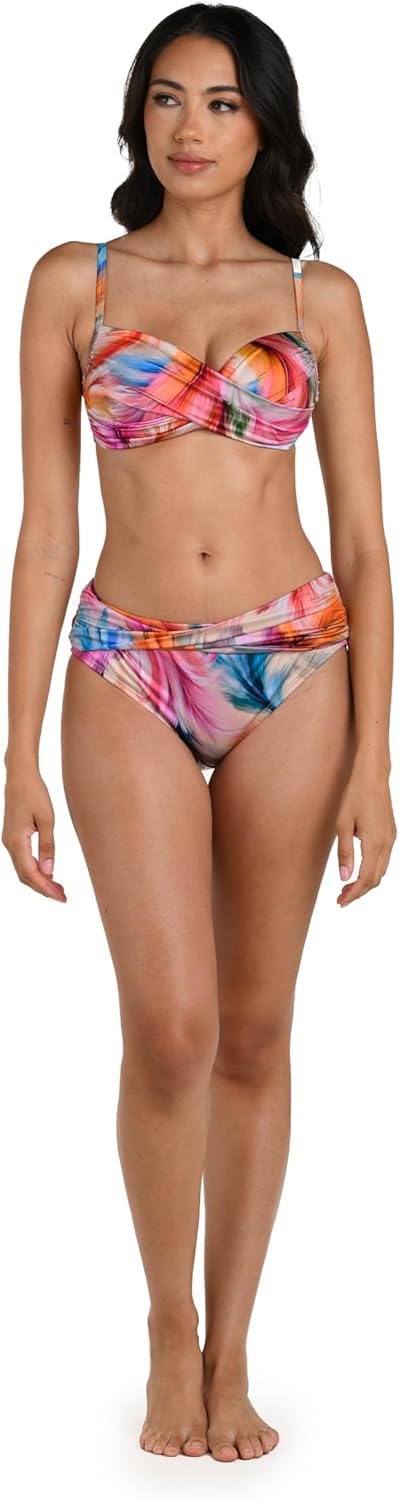 La Blanca Women's Over The Shoulder Wrap Bikini Swimsuit Top