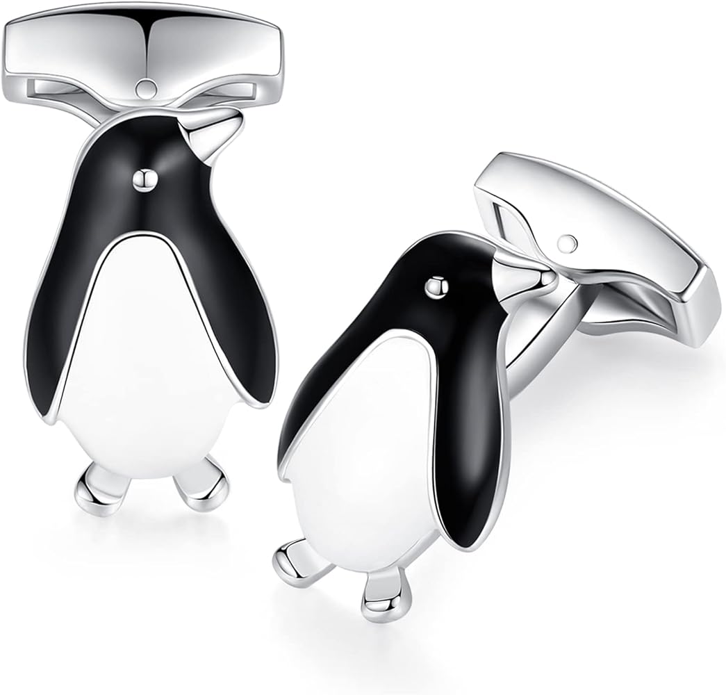 Gemelli a forma di pinguino da uomo, gemelli a forma di pinguino, gemelli con papillon, gemelli da smoking per camicia a pinguino, gemelli punk francesi, gemelli da matrimonio per testimone, NO, NO