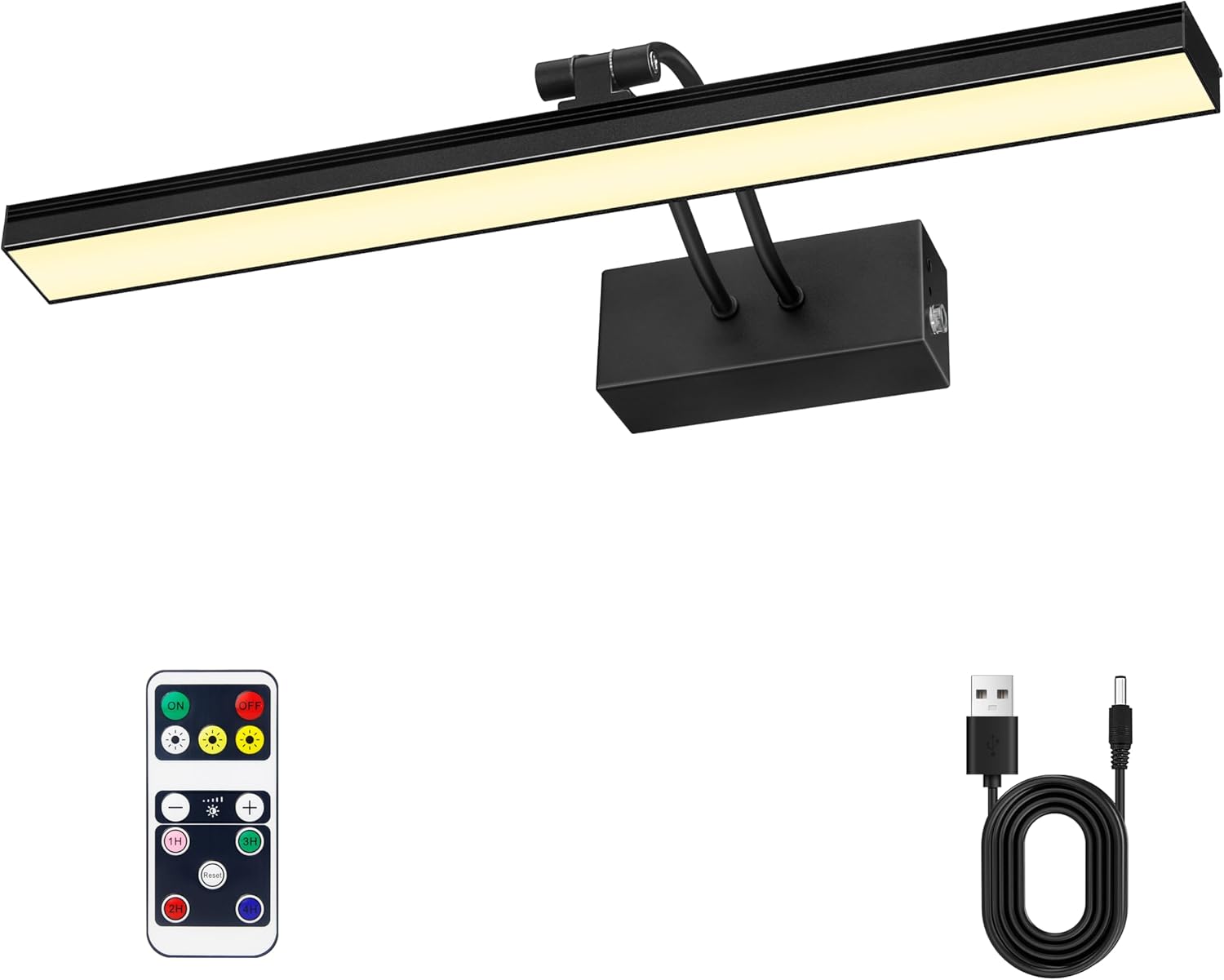 Picture Light,16in Battery Wall Light,3CCT Display Light,Metal Art Lights for Paintings,Remote Timer and Dimmable Accent Light for Gallery,Artwork,Portrait,Frame(Black) 16"-Black