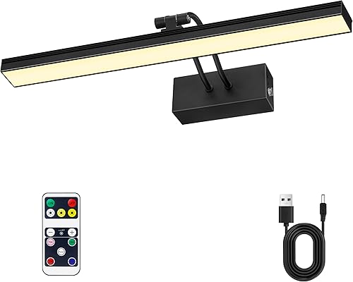 LEEQVHOOLL Luz de imagen, luz de pared de batería de 16 pulgadas, luz de visualización 3CCT, luces de arte de metal para pinturas, temporizador