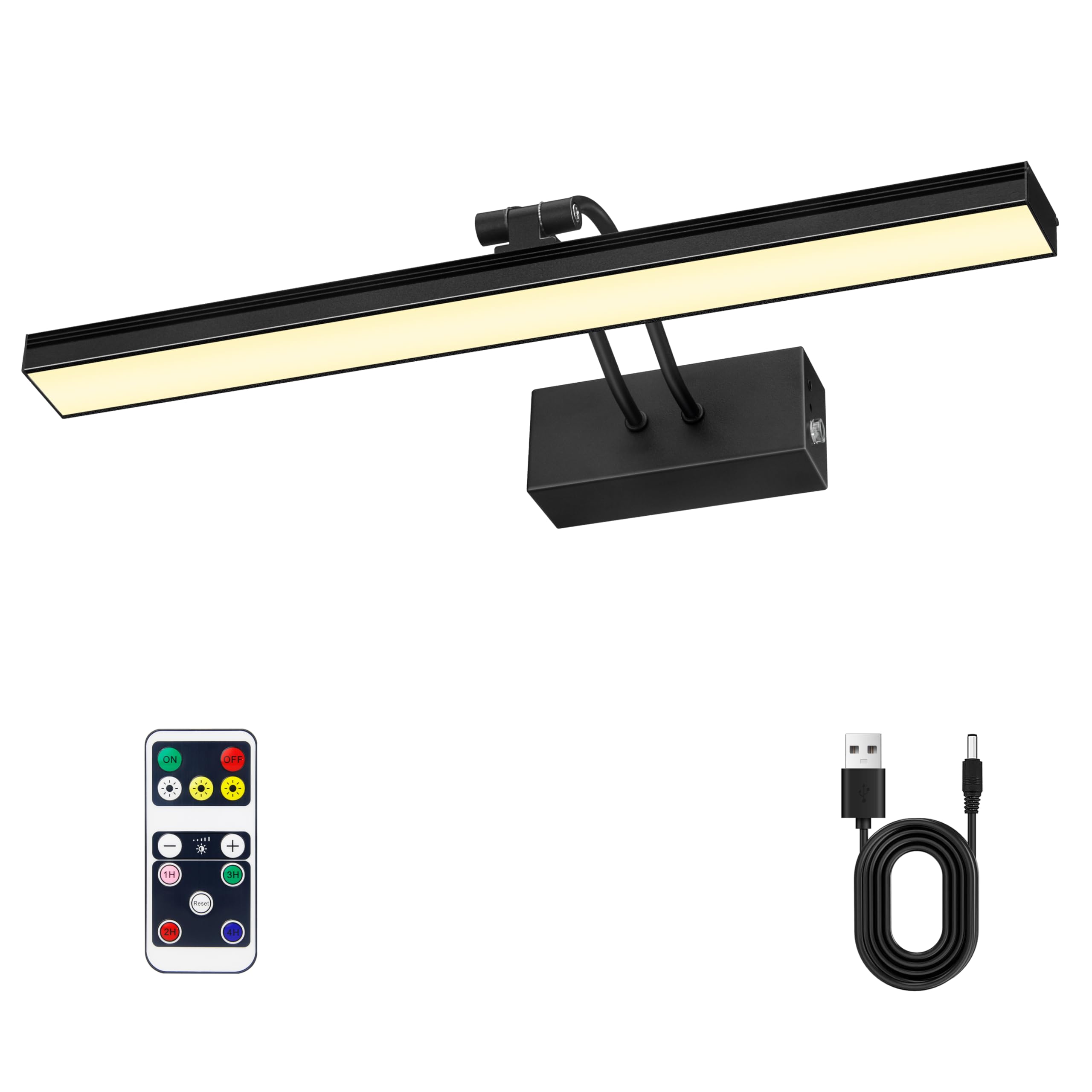 picture light,20in battery wall light,3cct display light,metal art lights for paintings,remote timer and dimmable accent light for gallery,artwork,portrait,frame(black)