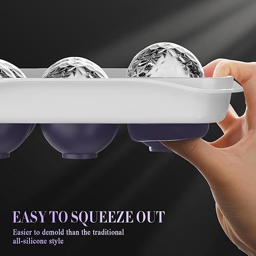 Miniatura 10 de ICEXXP Máquina de bolas de hielo de whisky relleno sin embudo y fácil liberación bandejas redondas grandes de cubitos de hielo de 22 pulgadas con