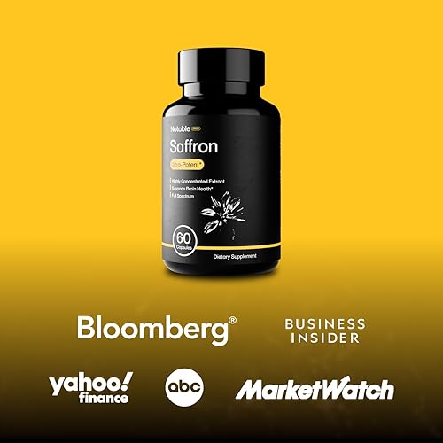 Miniatura 7 de Notable Cápsulas de extracto de azafrán ultra potentes  30 mg  20% polifenoles, 7.5% crocins y 3% safranal  Apoya el estado de ánimo, la salud