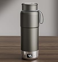 Tazza Portatile Elettrica in Titanio Puro Serie TI Premium - Antibatterica, Termica 6 Ore, 3 in 1 (Bollitore, Thermos, Temperatore Latte), 100-220V, Leggera per Viaggi (520ml)