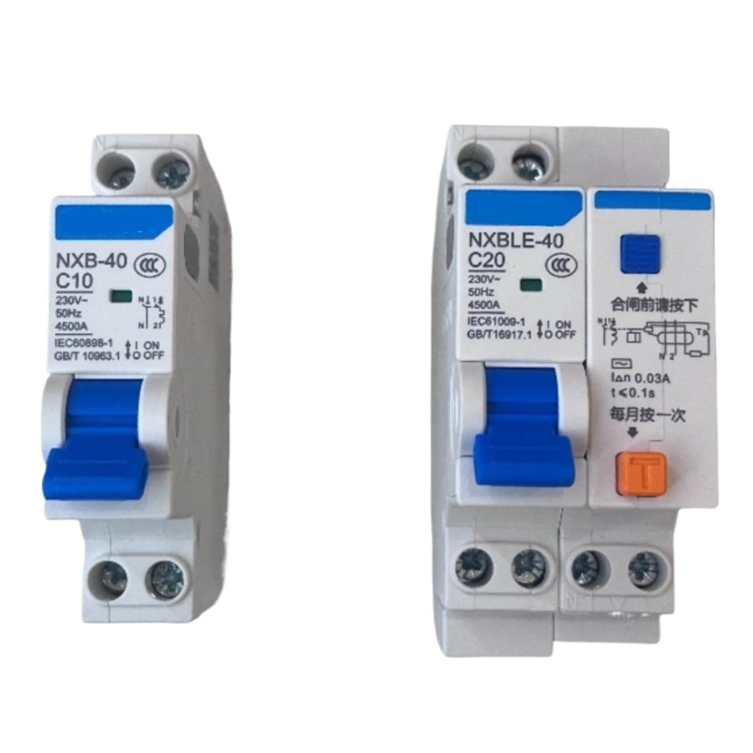 MCB NXB-40/NXBLE-40 1P+N Dual Inlet/Outlet DPN/DPNL Air Switch 6A-40A Miniature Circuit Breaker DZ147(NXB-40 1P 1N,6A)