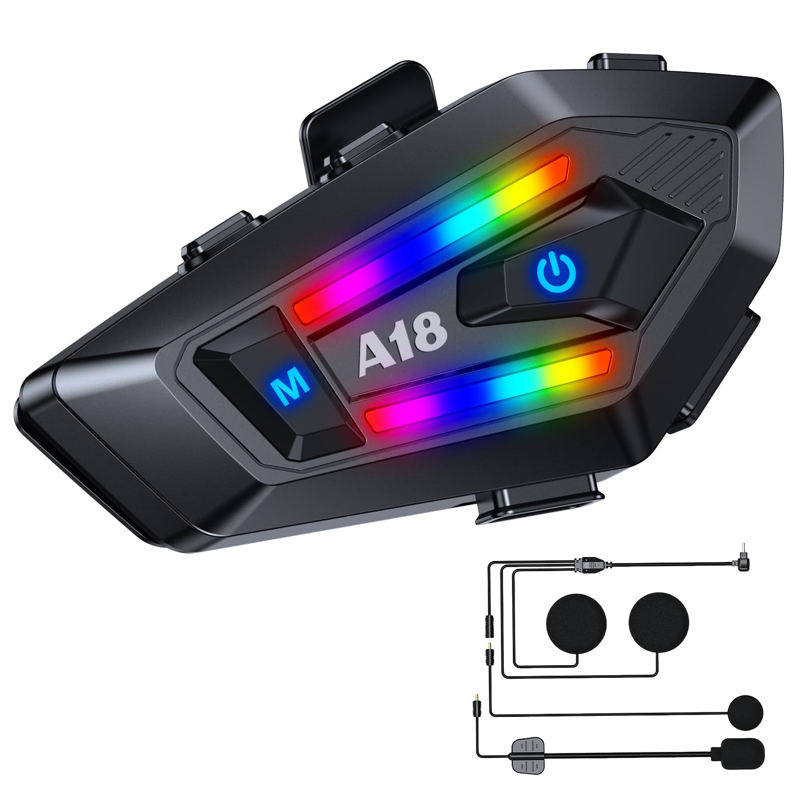 Motorcycle Helmet Bluetooth on Ear Headset Helmet Earphone Accessories Helmet Bluetooth Headset Double Noise CancellationUltra Thin Earphones Bike/Skiing/Riding IP67 Waterproof 1000mAh Colorful lights