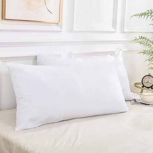 NEXHOME PRO Juego de 2 fundas de almohada tamaño King 100% algodón orgánico, cierre de sobre, textura natural, suave y duradero, fundas de almohada
