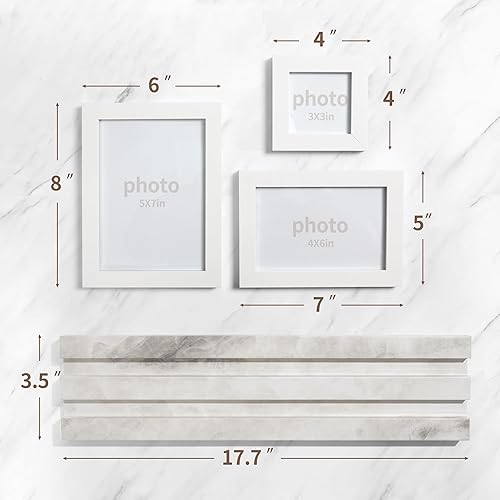 Miniatura 7 de Juego de 3 marcos de fotos de collage, base con patrón de mármol blanco, marco de fotos de 5 x 7 pulgadas, 4 x 6 pulgadas, 3 x 3 pulgadas, para