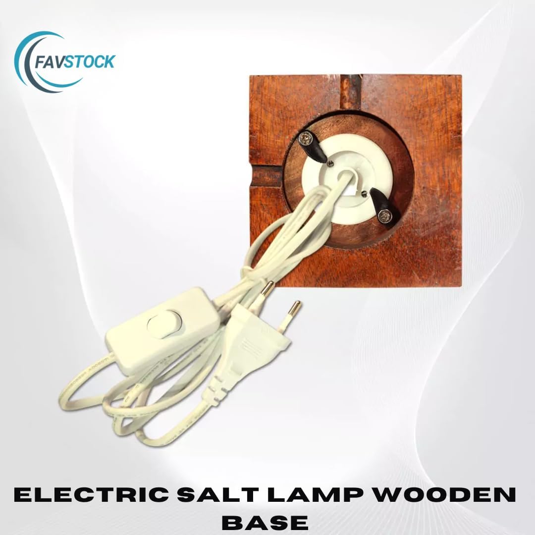 Himalayan Salt Lamp, Natural Pyramid Salt Rock Lamp with Handcrafted Wooden Base & Night Light, Soothing Amber Glow, for Home, Office, Yoga Decor, 6 x 4.5 Inches