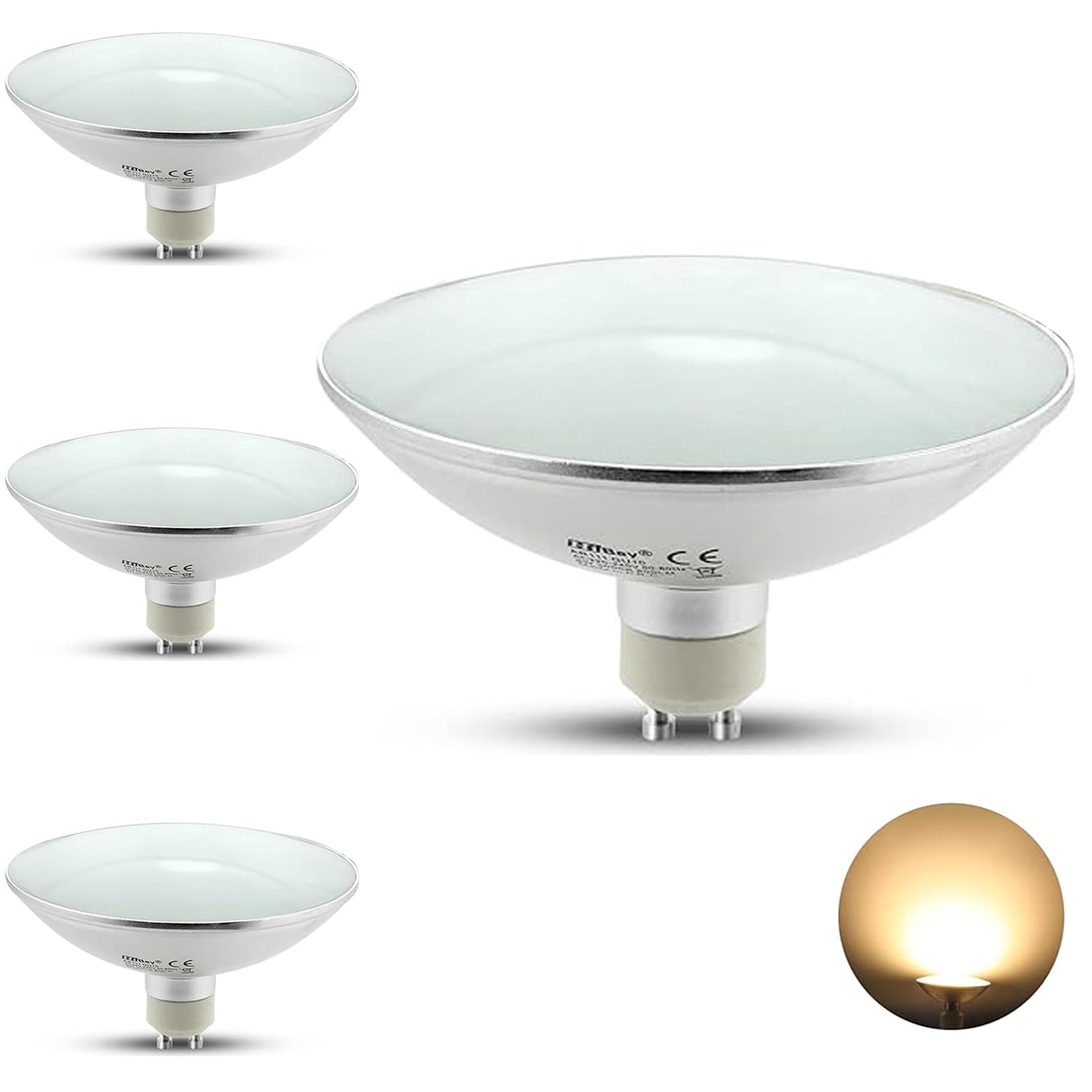 HiBay 4er Leuchtmittel GU10 LED AR111 Strahler Lampe 9W Spot Reflektor Ersatz für 75W Halogenlampen,800lm 3000K 120° Warmweiß,LED-Glühlampe für Restaurant, Kantine, Wohnzimmer