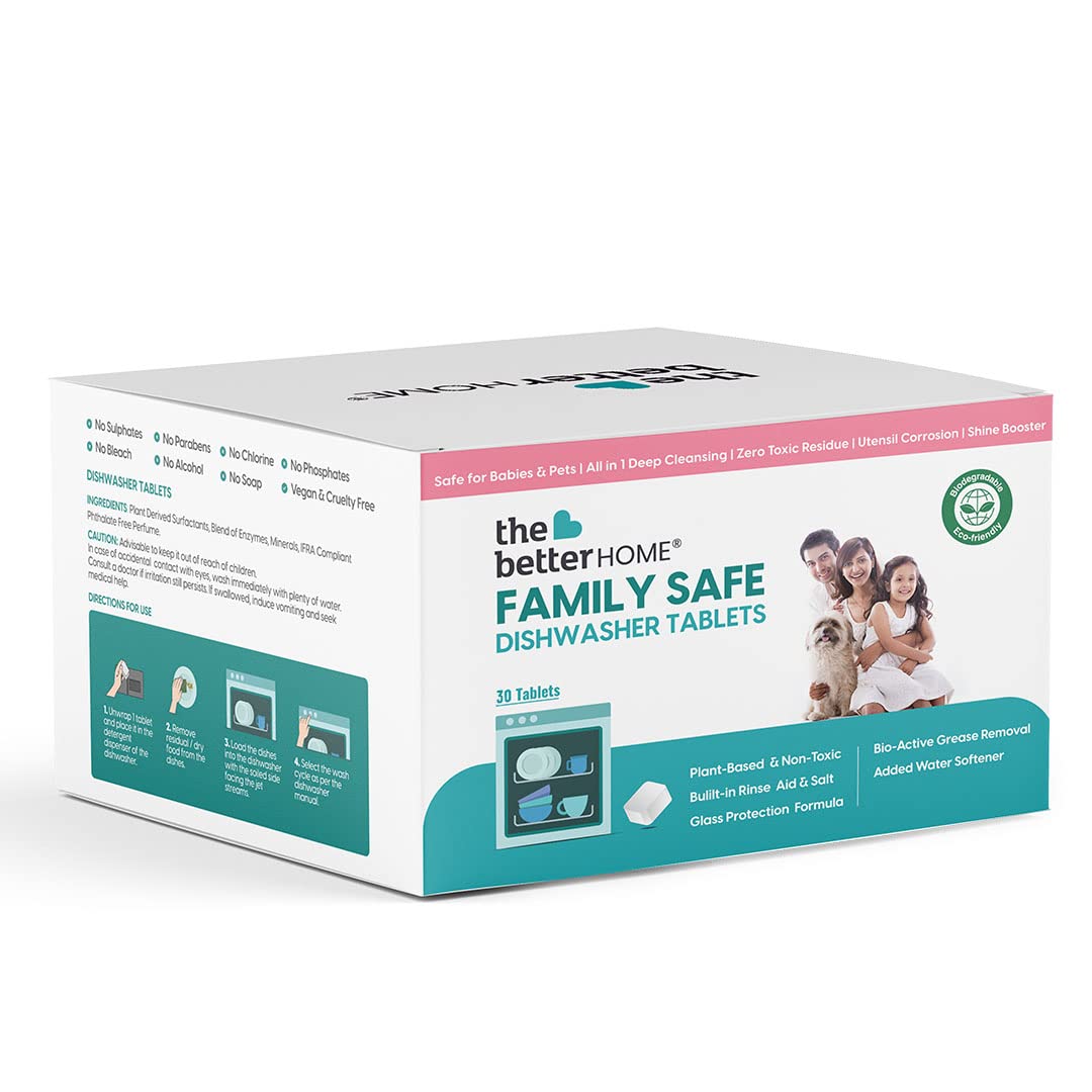 The Better Home Dishwasher Tablets (Pack of 30) | For Dishwasher Machines | 3 in 1 Dishwasher Tablets with Built in Rinse Aid & Dishwasher Salt
