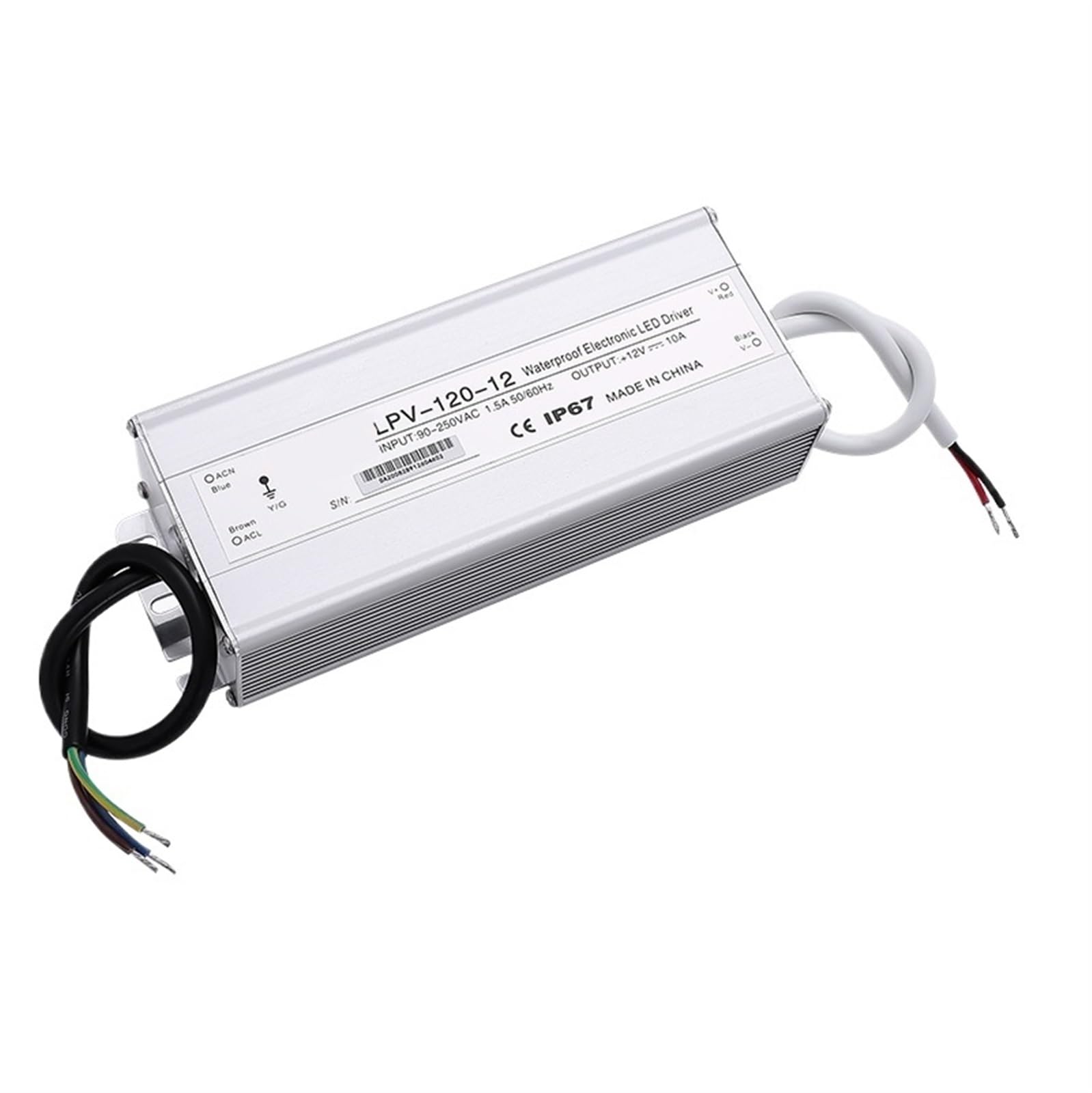 HYUJNAFZR 120W 12V 10A 24V 5A LED Driver Power Supply 36V 48VDC Outdoor Use AC DC Transformer Constant Voltage(12V 10A)