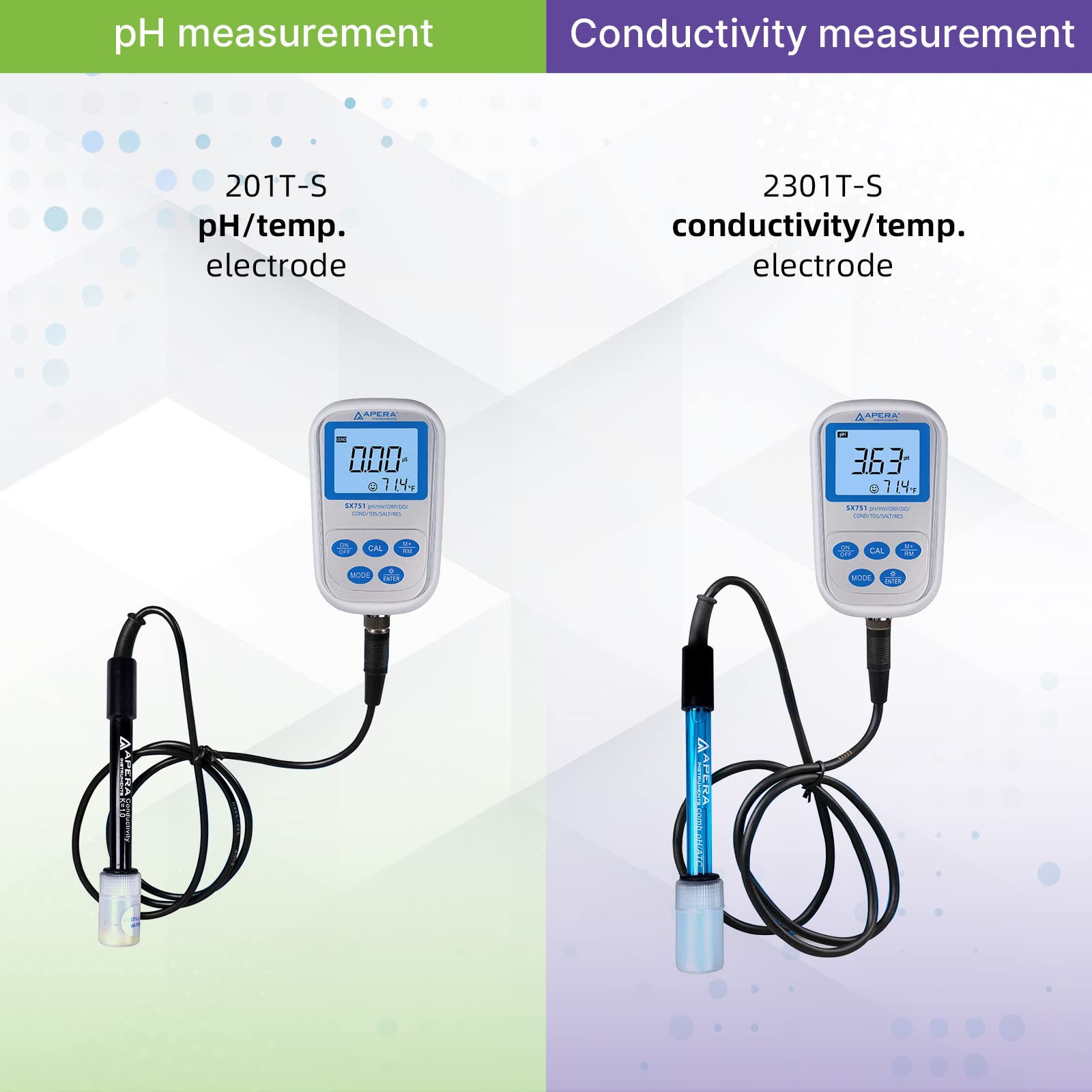 Apera Instruments SX751 pH/DO/ORP portátil/conductividad/TDS/salinidad/resistencia/juego de medidores en maletín (impermeable, función de memoria, compensación automática de temperatura y calibración)