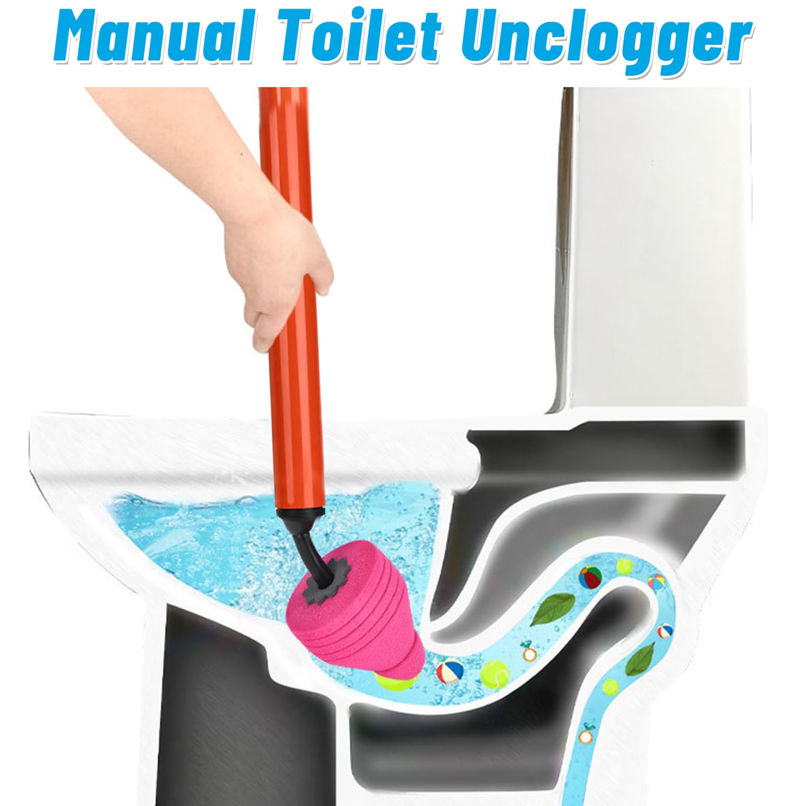 2024 Neu Abflussreiniger Pumpe,Saugglocke für Waschbecken bei Verstopfungen, Vakuum Pümpel mit starker Saugleistung, WC Pömpel 4 in 1 Toilet Plunger für Toilette Badewanne Bodenablauf (3 Stück)