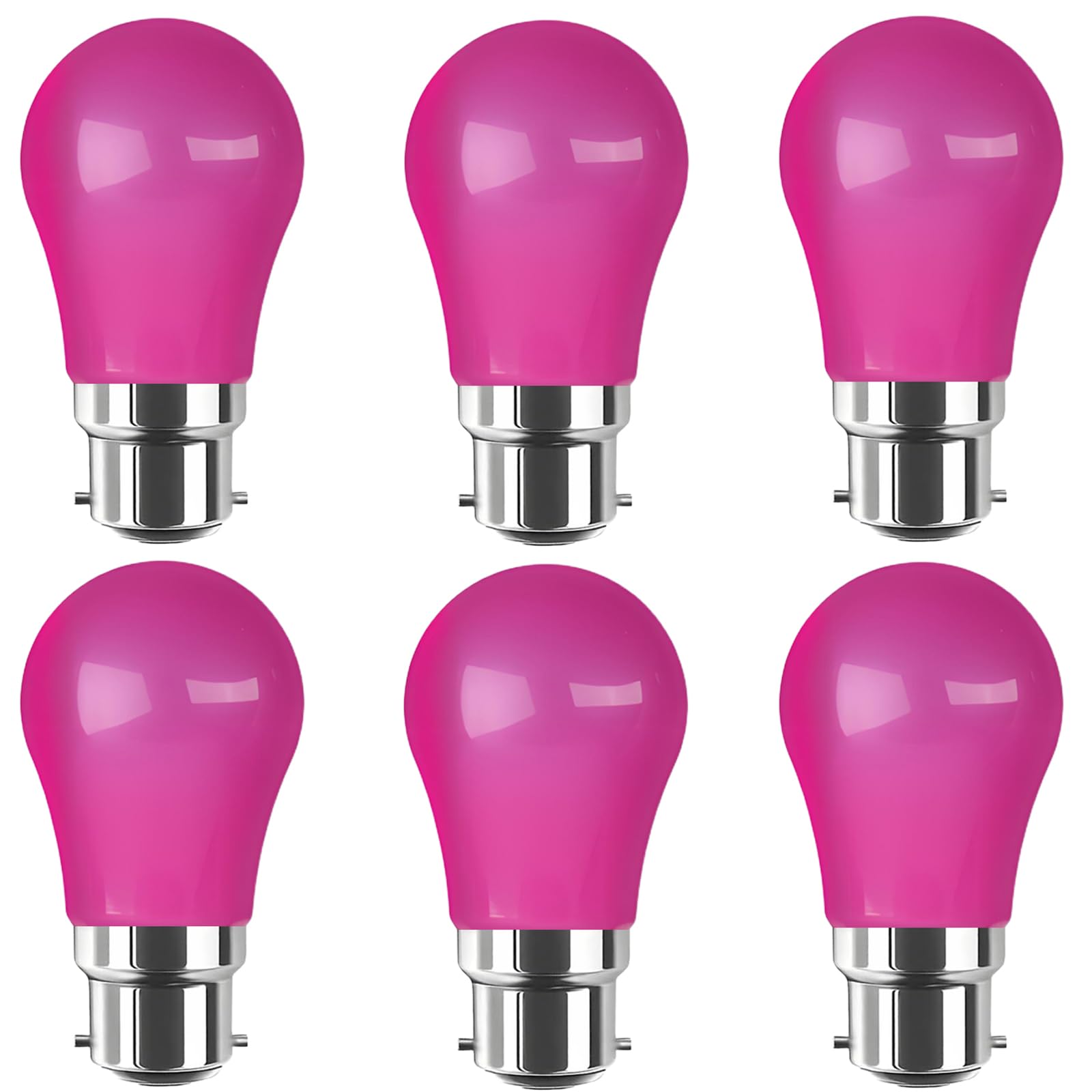 WULUN B22 Coloured LED Light Bulbs, A50 pear Shaped Lights, 3W Equivalent to 30W Halogen Lights, Used for Outdoor Indoor String, Wedding, Christmas, Party, bar Decoration, Purple, 6 Pcs