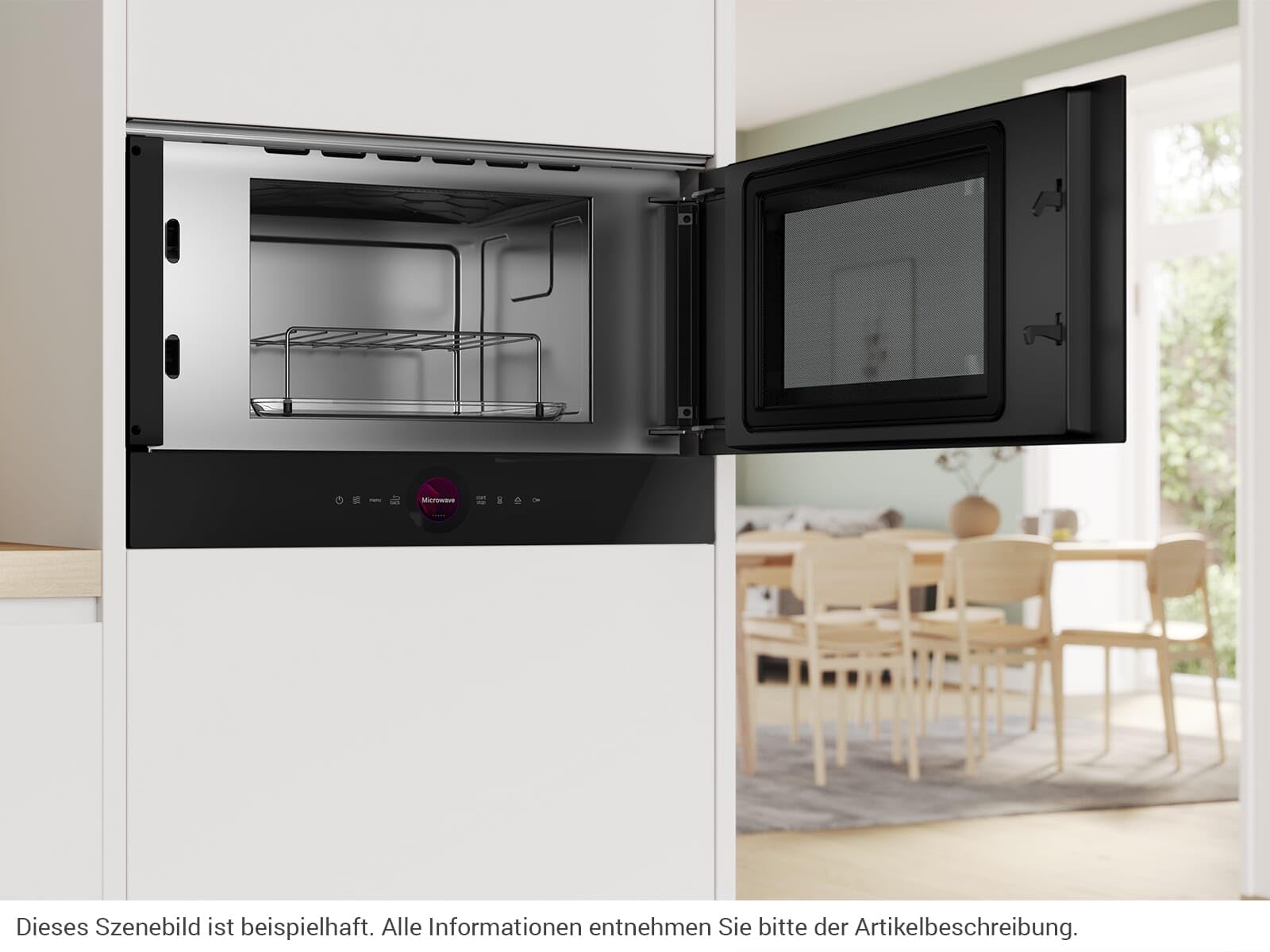 Bosch BER7321B1, Serie 8 Einbau-Mikrowelle, Schwarz, 38 x 60 cm, 900W, Türanschlag Rechts, AutoPilot 10 mit 10 Automatikprogramme, Reinigungsunterstützung, TFT-Touchdisplay, LED-Beleuchtung