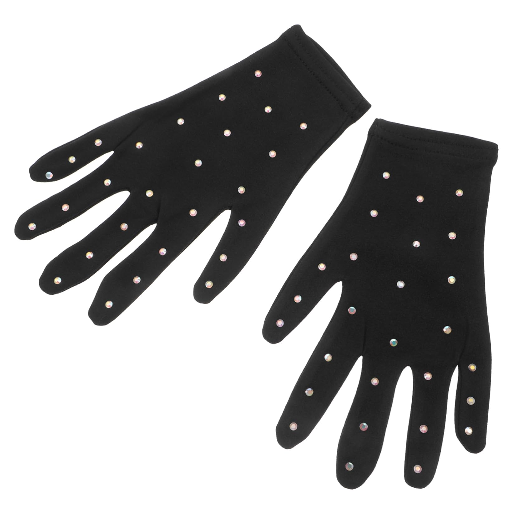 5 Paare Eiskunstlaufhandschuhe Handschuhe greifen Frauen mit Goldhandschuhen Figur Skating-Handschuhe Bühnenhandschuhe für Mädchen Mädchen-Eislaufhandschuhe-Bühne Schwarz
