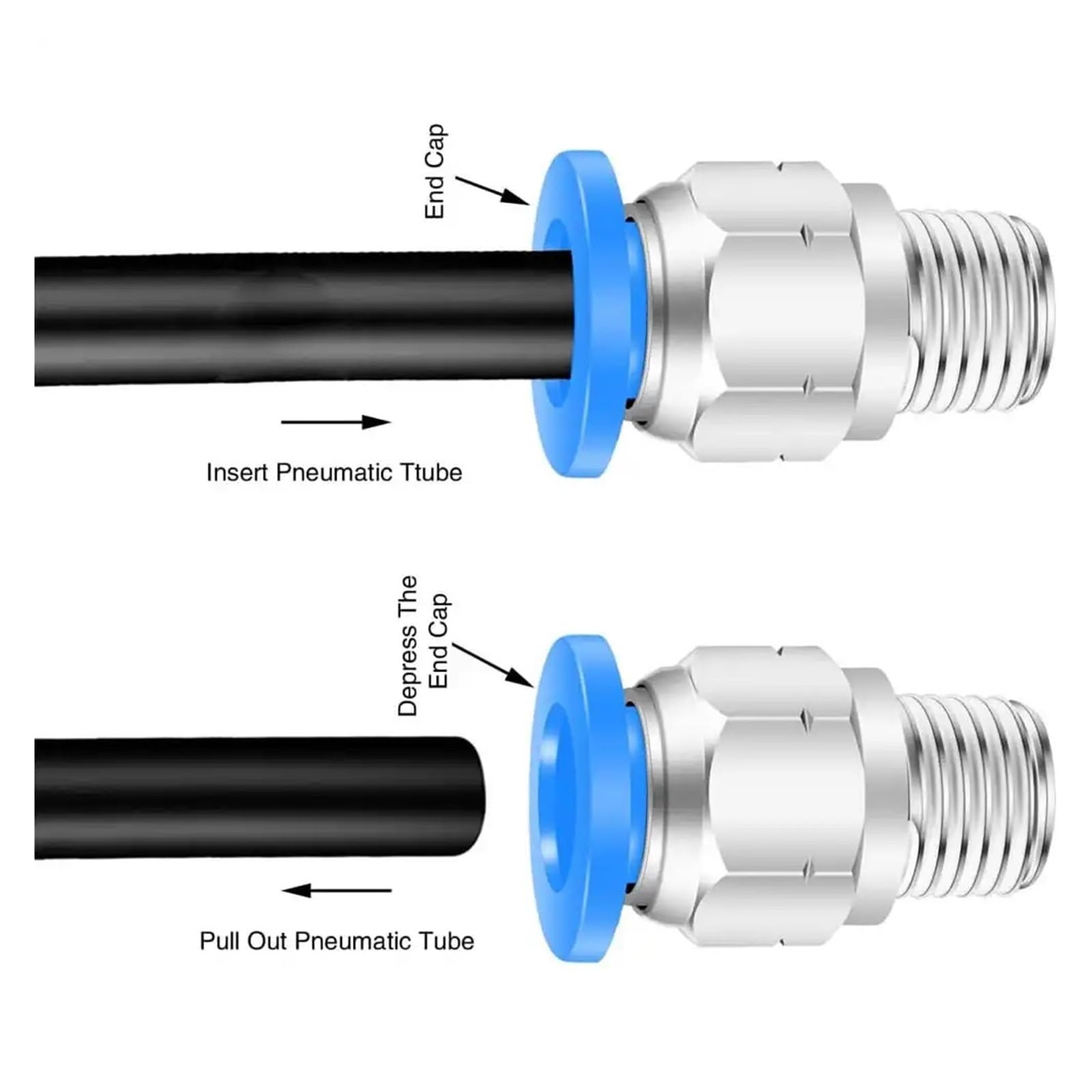 Szybkozłącze Push-In do podłączenia 1/2" rura zewnętrzna X męski gwint NPT pneumatyczne proste złącza/złącze(Pack of 5)