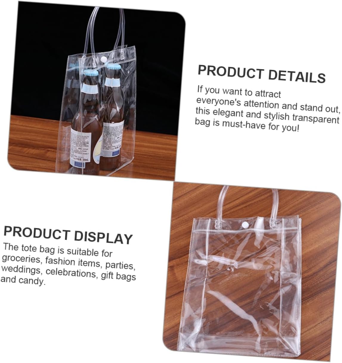 FOMIYES 18pcs Clear Packing Bags for Wine Pvc Tote Bags for Weddings Reusable Transparent Storage Pouches for Parties Events