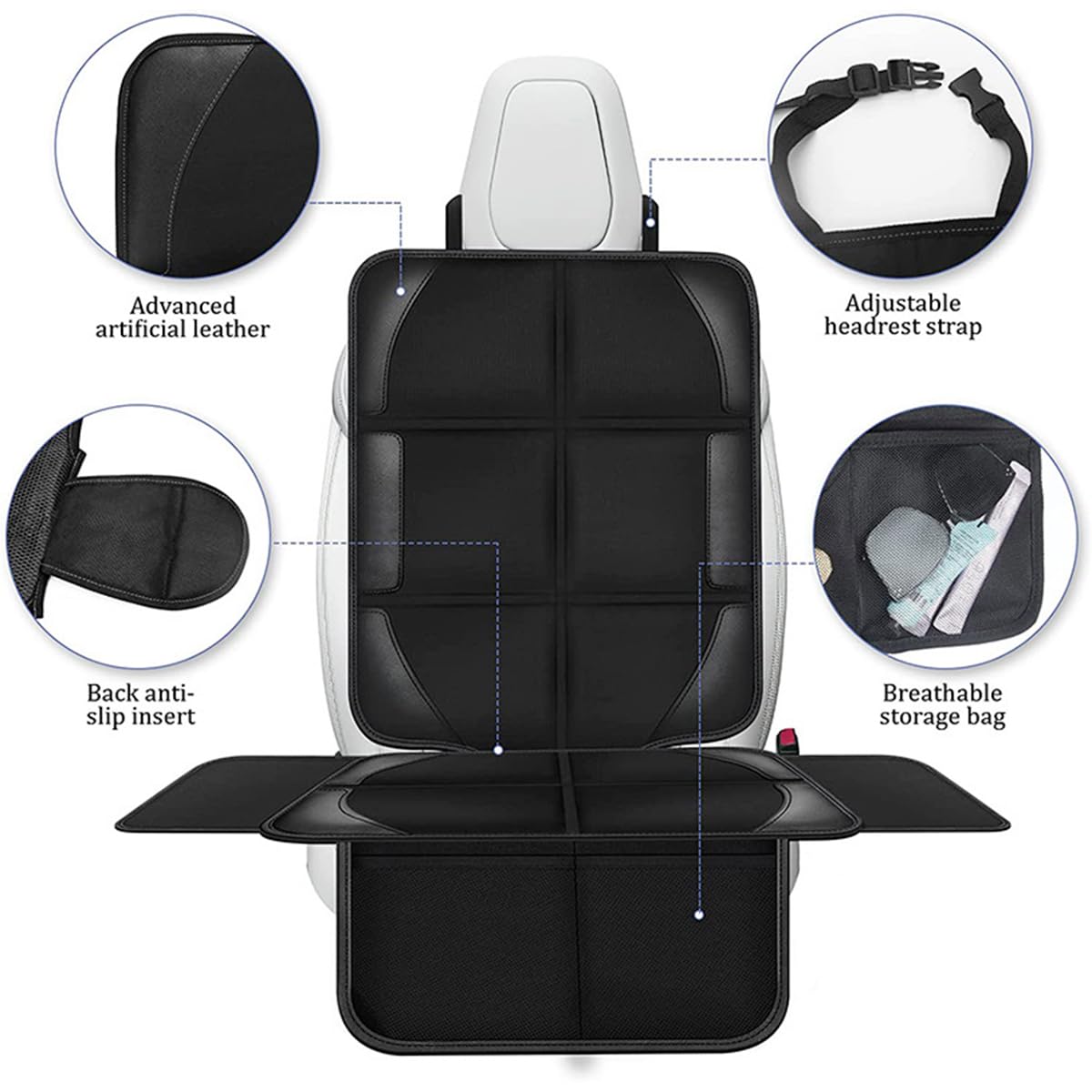 Autositzschoner Rutschfest Auto Autositzschoner Bezüge für Kinderautositz Universal Fahrzeug Autositzschoner für Baby Kind Autositzmatte für Haustier (Schwarze Linie)