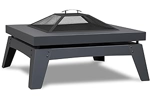 Real Flame Breton Freestanding and Portable Wood Burning Fire Pit with Spark Screen