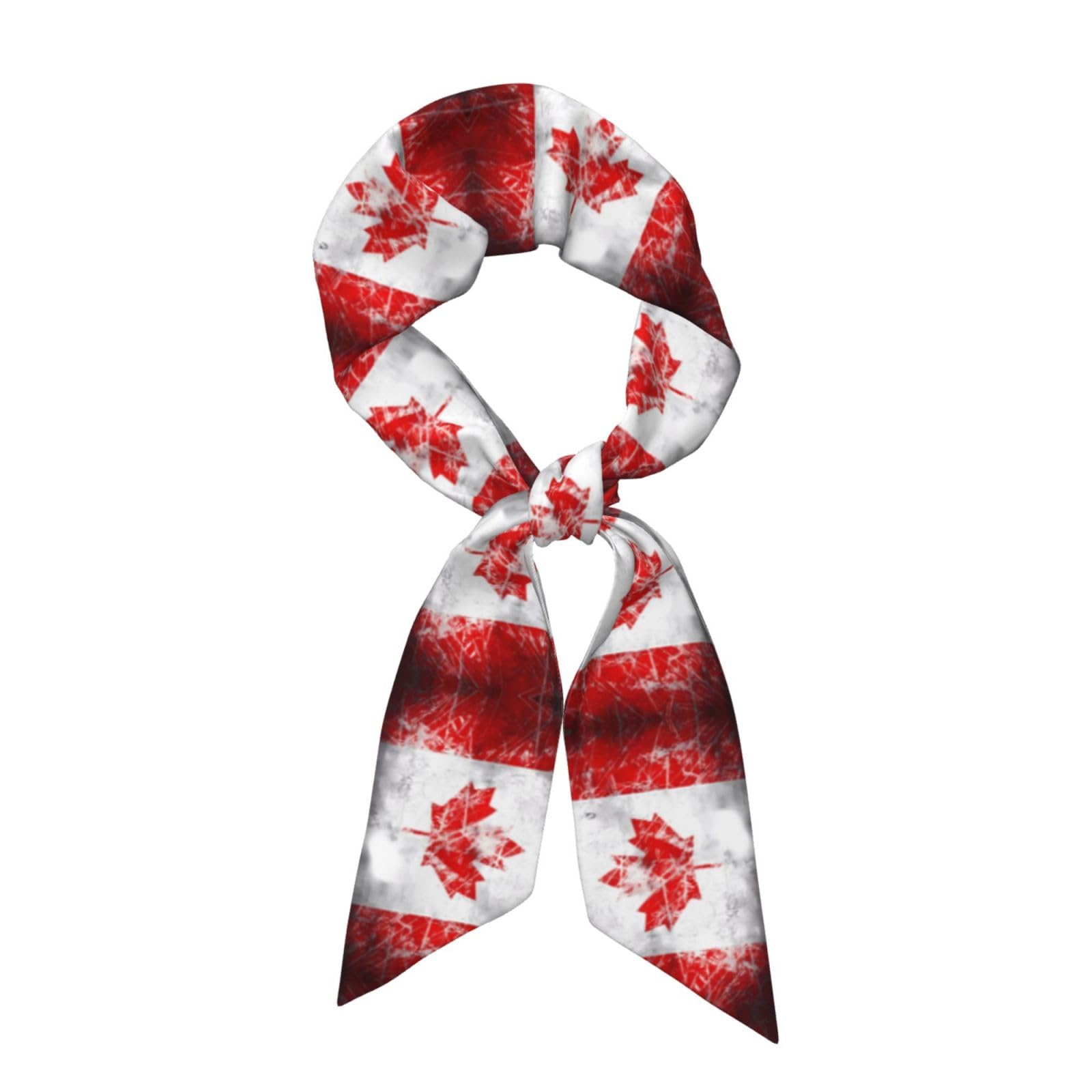 Wzywhj Women's Black Retro Canada Flag Printing Silk Scarf For 46.9 * 3.1 In Headband, One Size