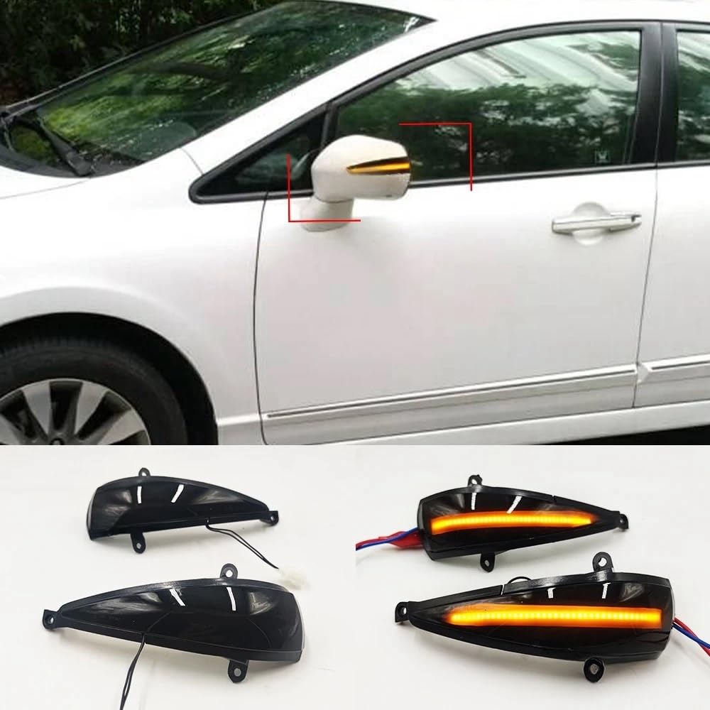 Indicador Espejo Lateral para Civic 8th para MK8 para Hatchback para Coupe 2005-2012 2 Uds Luz LED Intermitente Dinámica Lámpara De Espejo Lateral