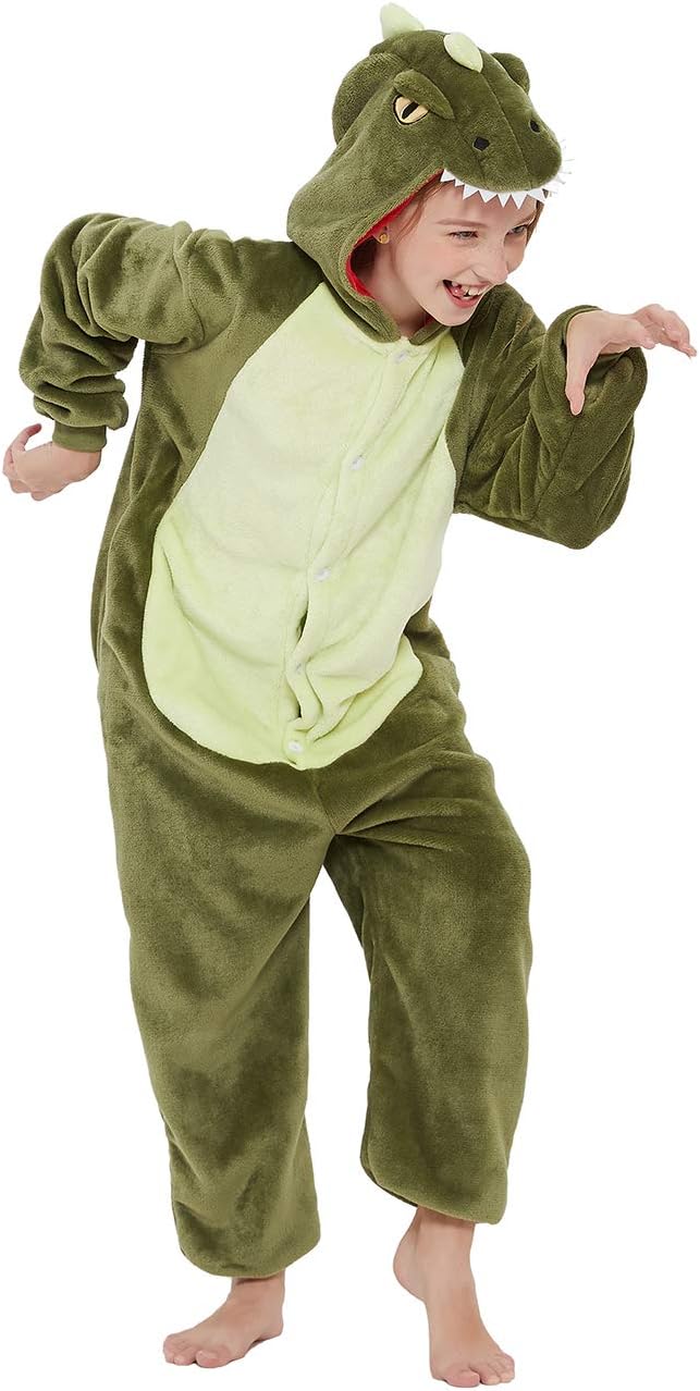 Kids Dinosaur Onesie T-Rex Dragon Animal Costume Girls Pajamas Boys One Piece Cosplay Halloween Christmas