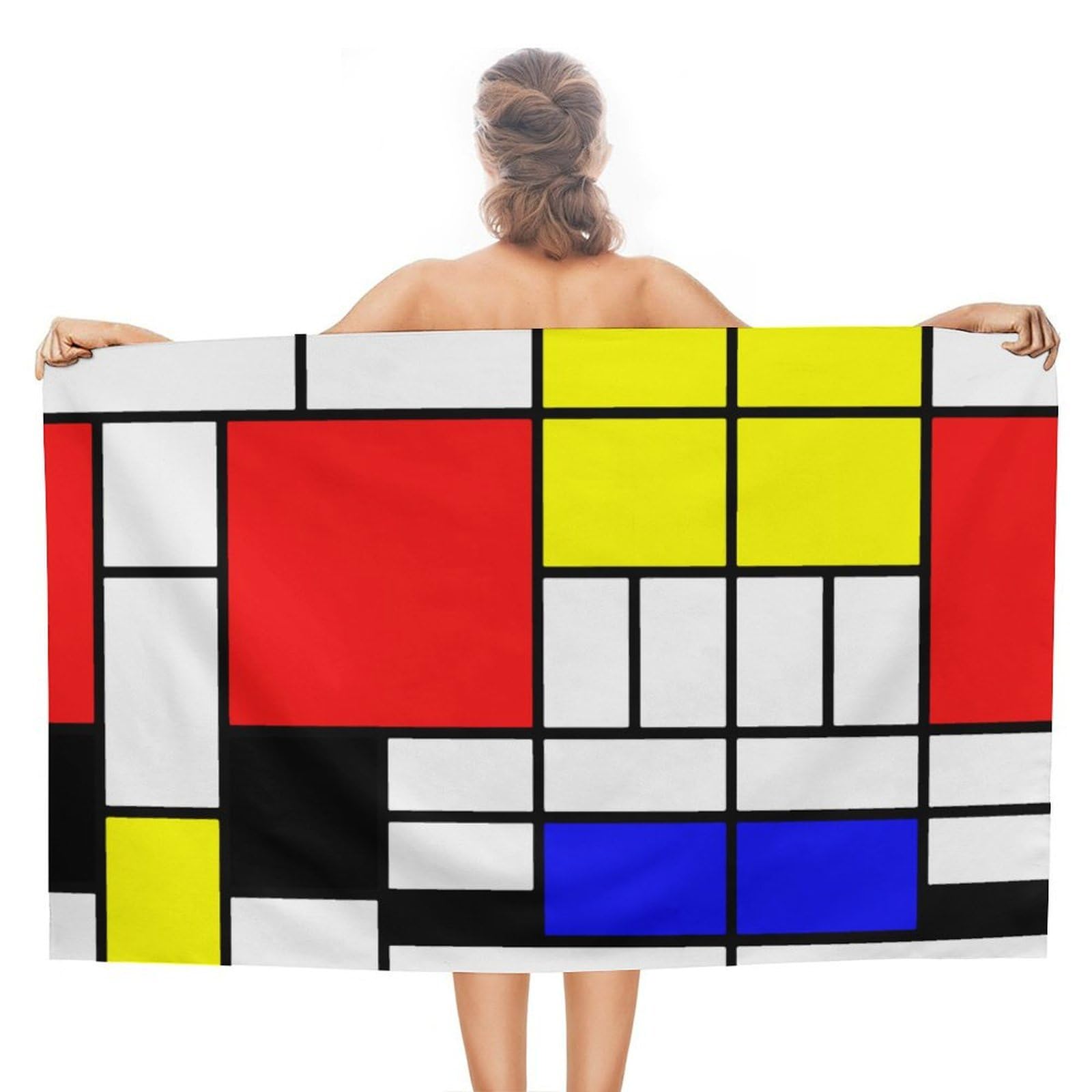 Nclqvjxzkhw Women's Style Mondrian Beach Towel For Adults Lightweight Bath Towels Swim Travel Gym Sports 130×80Cm
