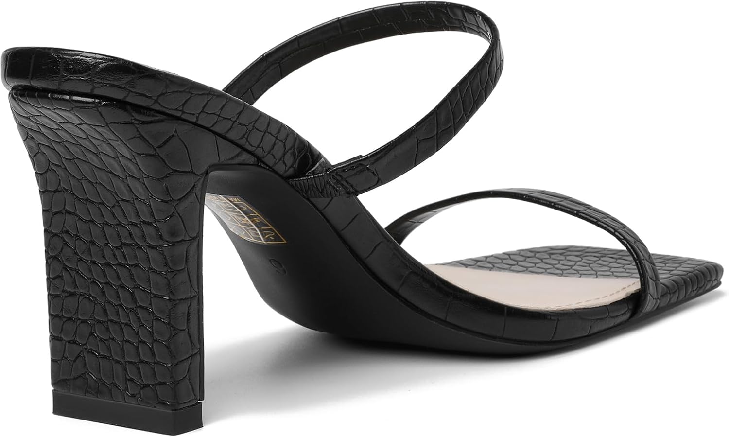 vivianly Womens Chunky Heels 3.15 Inch Square Toe Heeled Sandals Slip On Block Heels Sandals Two Strap Heeled Mules - Image 5