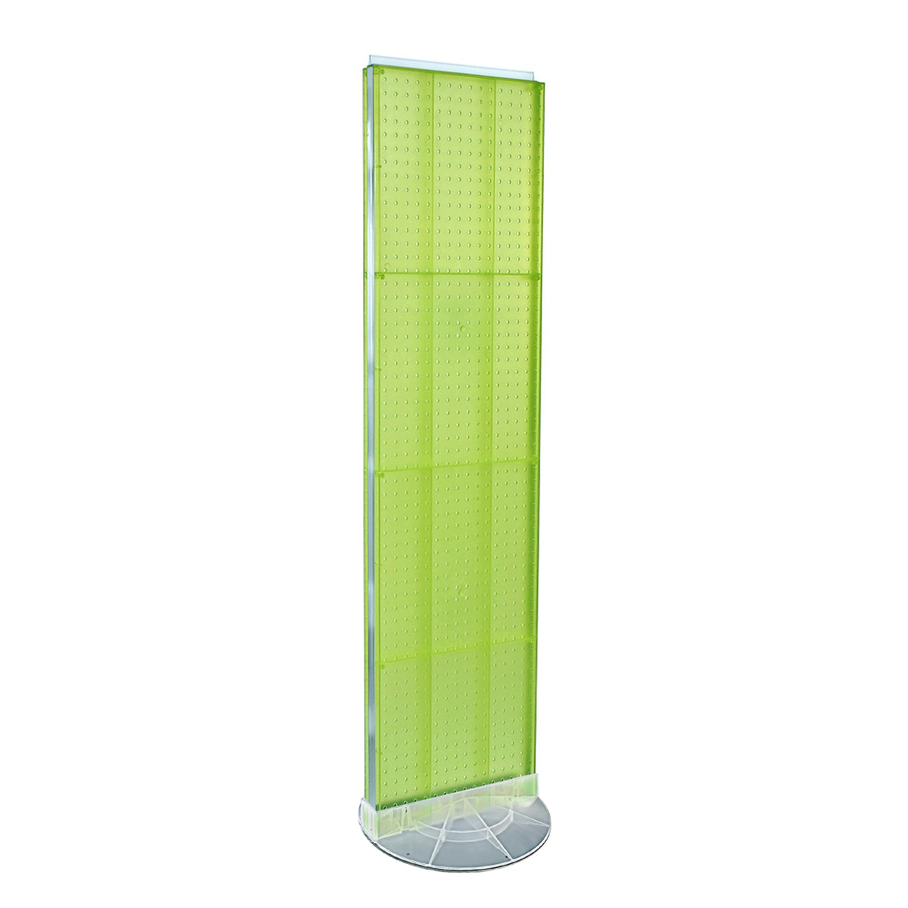 Azar Displays 700440-GRE, TWO-SIDED PEGBOARD FLOOR DISPLAY NON- REVOLVING ROUND STUDIO BASE. PANEL SIZE: 16" W X 60" H, Green