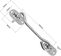 Vista 3 de Pestillo de gancho de cabina de acero inoxidable sólido de 4 pulgadas con tornillos de montaje para puertas, ventana de puerta (paquete de 2)
