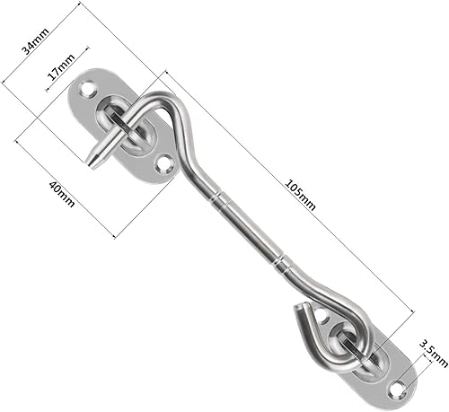 Miniatura 3 de Pestillo de gancho de cabina de acero inoxidable sólido de 4 pulgadas con tornillos de montaje para puertas, ventana de puerta (paquete de 2)