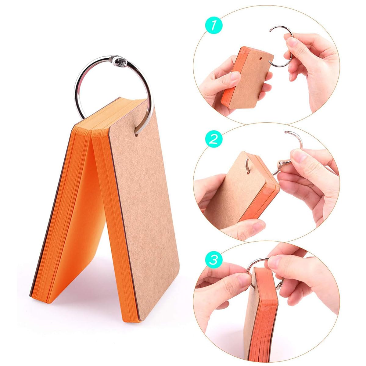 Flashcard Carta Kraft - 1000 Schede Indice Colorate Con Anelli Per Studio E Appunti - Foto 5