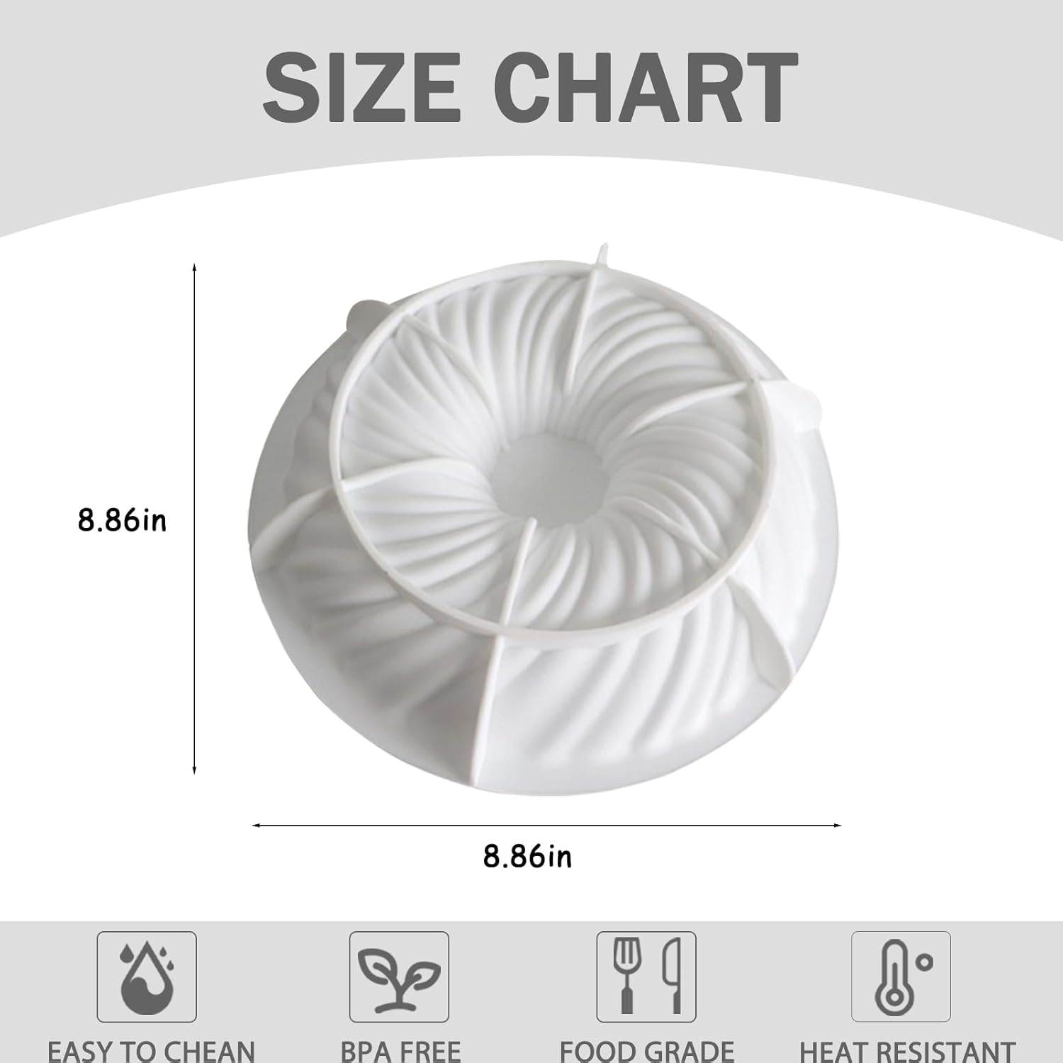 Large Spiral Silicone Cake Mold, Donut Pan For Baking Diy Pastry Cake, Dessert, Jelly, Ice cream, 8.9x8.9 Inches - Image 2