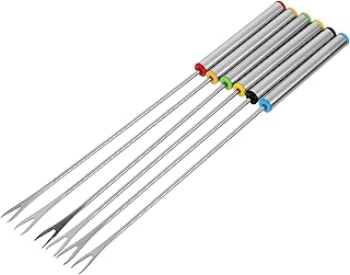 6pcs Stainless Steel Barbecue Fork with Insulated Handles Sharpened Tips for Outdoor Grilling Camping Meat Skewers Serving Roasting Cooking Utensils
