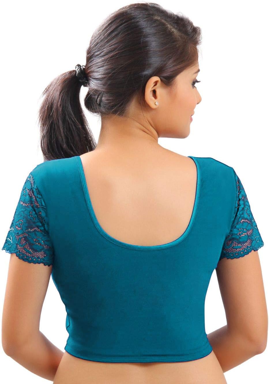 themilestocks Women's Blouses Readymade Gold Stretchable Saree Crop Top Choli Free Size Sparkling - Image 2