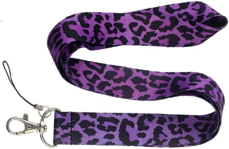 Animal Print Purple & Black Leopard Lanyard ID Badge Keychain Holder