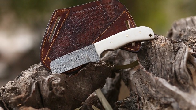 Damascus Steel Bull Cutter Knife Handmade