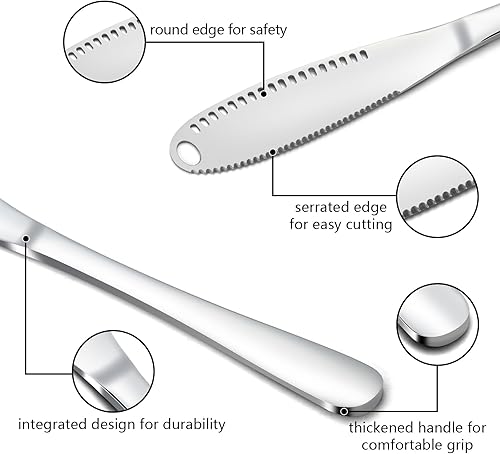 Miniatura 3 de Juego de 6 cuchillos de mantequilla plateados, esparcidor de cuchillos de mantequilla altamente pulido, cuchillo esparcidor de acero inoxidable,