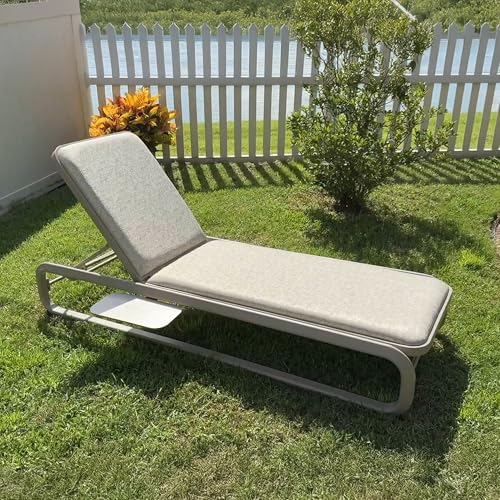 Image of PURPLE LEAF 1 Piece Patio Chaise Lounge Heavy-Duty w /Side-Table Champagne