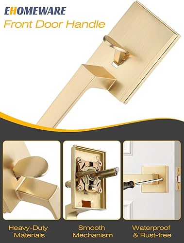 Miniatura 21 de Manija negra para puerta delantera, juego de manijas de puerta de entrada sin bloqueo, manija de puerta exterior negra, juego de manijas de puerta