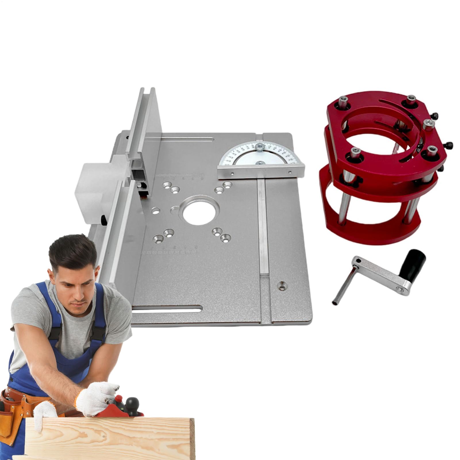 Elevador para Mesa de Fresadora Antióxido Escala Clara Elevación Práctica | De Guía Mesa Fresadora Para Grabadora Y Recortadoras Pequeñas De Carpintería, Elevador Con Motor